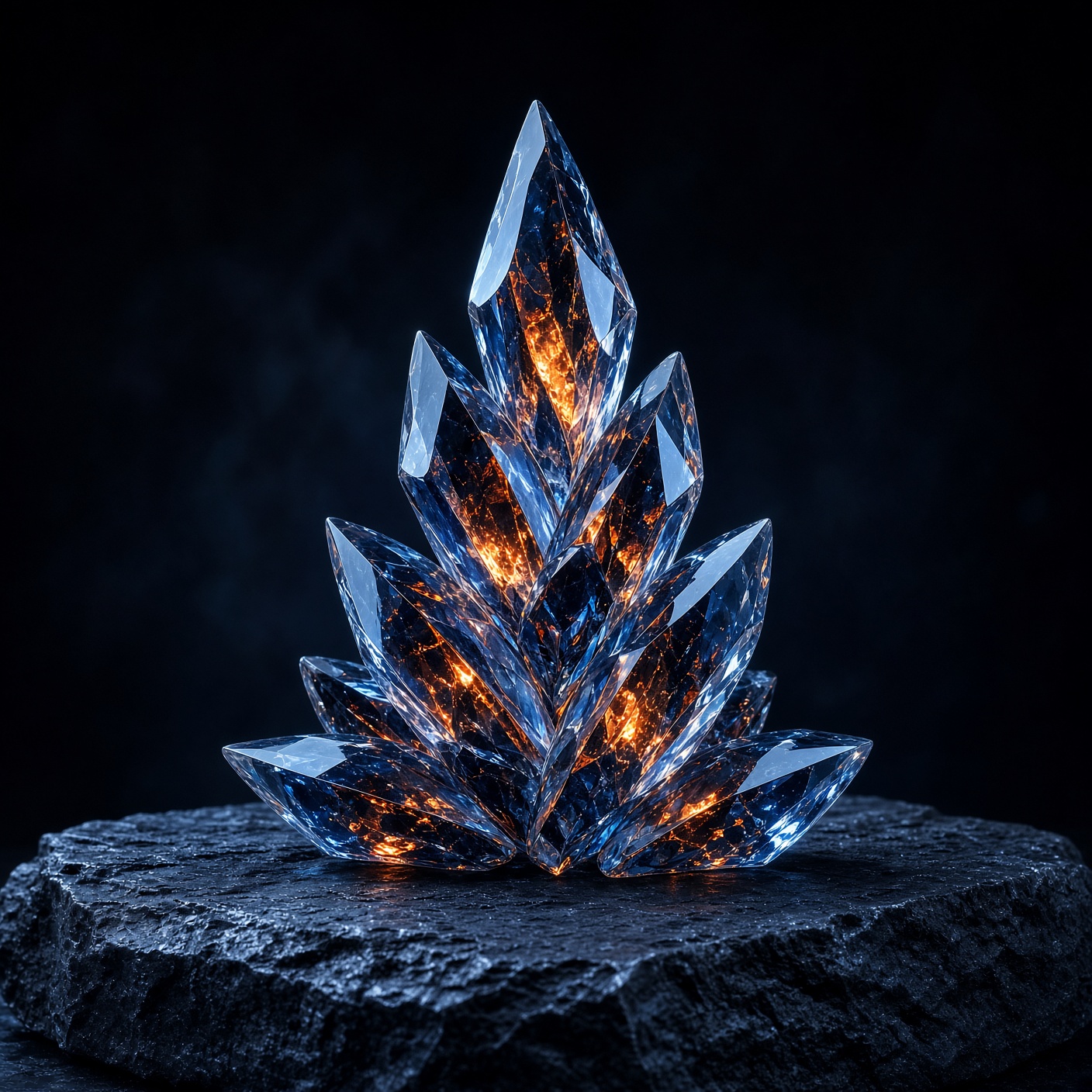 Stacked glowing crystals